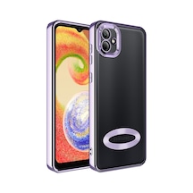 Mobilteam Galaxy Uyumlu A04 Kılıf Kamera Korumalı Logo Gösteren Omega Kapak - Lila Lila