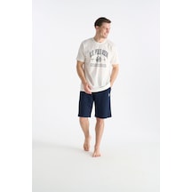 U.S. Polo Assn. Lisanslı Erkek Ekru Şort Takım 19018