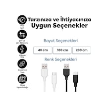 Usb To Type-c İle Uyumlu İphone Ve Samsung İle Uyumlu Hızlı Şarj Ve Data Kablosu 100 Cm Beyaz
