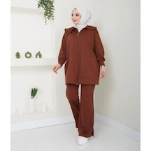 Lovie Moda Kadın Şal Yaka Eşofman Takımı Kahverengi