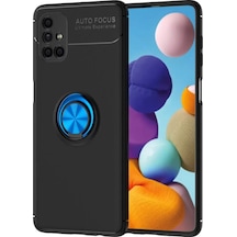 Newface Samsung Galaxy M51 Kılıf Range Yüzüklü Silikon - Siyah-mavi