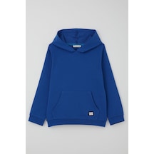 Breeze Erkek Çocuk Sweatshirt Kanguru Cepli Armalı 4-8 Yaş, Saks Mavisi Saks Mavisi