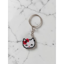 Hello Kitty Figürlü Miyuki Anahtarlık&çanta Süsü Siyah - Beyaz