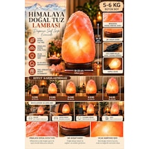 Himalaya 5-6 Kg Doğal Kaya Tuzu Lambası Ahşap Kaideli Dekoratif Ortam Lambası Diğer