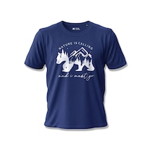 North Whiskers Nature Is Calling Ayı Silüetli Unisex %100 Pamuklu Lacivert Outdoor Tişört Lacivert - 875140162 Lacivert - 875140162 Lacivert