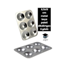 Metal Boya Paleti Dikdörtgen 8,5x13 Cm 6 Gözlü