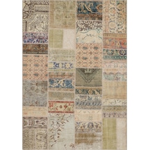 El Yapımı Tığ Işi Patchwork Halı 160x230 Cm - 6295