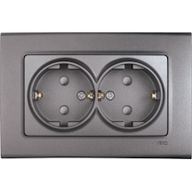 Viko Linnera Life 90442056 Granit Grisi İkili Çerçeveli Topraklı Priz