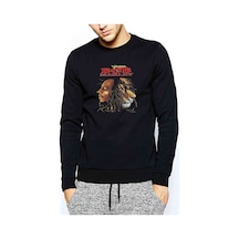 Marley Leon Raggae Metal Rock Muzik Baskılı Siyah Erkek Sweat