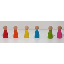 Waldorf Montessori Peg Bebek Mini İnsancık Boyalı 6'lı Set Do...