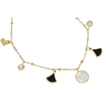 Kadın Sallantılı Model Kalp Detay Taşlı Çelik Halhal Gold