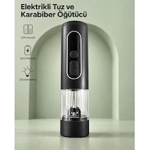 Çift Hazneli Şarj Edilebilir Elektrikli Tuz Ve Karabiber Öğütücü Siyah Çok Renkli