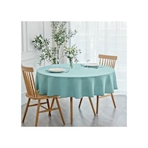 Mint Renk Sıvıya Dayanıklı Yuvarlak Masa Örtüsü, 180 X 180 Cm Boyutunda Açık Bej