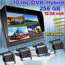 10 İnç Dvr Ekran 4 Adet Metal Kasa Ledli Kamera Set 12 24 Volt