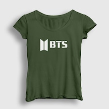 Presmono Kadın Logo Bts T-shirt Haki