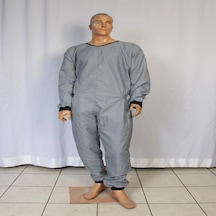 Ozclife Ribanalı Demans Tulumu Hasta Bakım Kıyafeti Gri Renk