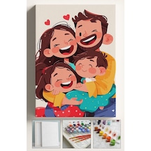 Sayılarla Boyama Tuval Seti Fırça Boya Dahil Çıtalı 40x50 Cm - Aile Anneler Günü