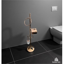 İsaoğlu Yapı Bakır Tuvalet Kağıtlığı Klozet Fırçası Ve Havluluk Bronz Komple Banyo Seti Pirinç Materyal Bakır