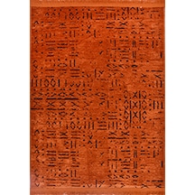 Çam Halı Crea Decolux Vena 8010 Kiremit Özel Kaymaz Tabanlı Pamuk Dokuma Kilim - 80x150