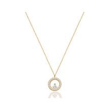 Emılıano Jewellery Silver 925 Ayar Zirkon Taşlı Yuvarlak Kolye Gold - Rose Gold - Gümüş