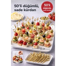 50 Li Pkt 12 Cm Kahve Düğümlü Bambu Kürdan Parti Sunum, Kokteyl, Kanepelik Doğal Servis Çubuğu