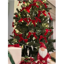 Yılbaşı Kırmızı Fiyonk Kadife Noel Lüks Ağaç Süsü 5 Adet