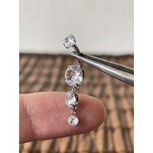Yüksek Kalite G23 Titanium 3 Daire Sallantı Zirkon Titanyum Göbek Piercing Gümüş