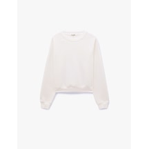 Koton Üç İplik Şardonlu Rahat Kalıp Uzun Kollu Bisiklet Yaka Sweatshirt Ekru 7wal10047ık