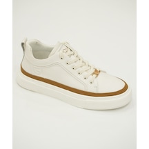Guja Erkek Hakiki Deri Bağcıklı Sneakers Beyaz