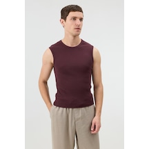 Antioch Pamuklu Kolsuz Erkek T-shirt Bordo