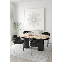 Avvio Miranda Ptt Silindir Ayak 80x140 Oval Yemek Masası Mutfak Masası Masa Sandalye Takımı Akçaağaç