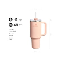 Quencher Pipetli Termos Bardak, 1.18 Litre, Pastel Turuncu Orange Cream Açık Beyaz