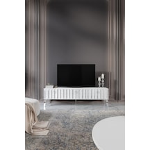 180 CM DUBAİ MDF MEBRAN KAPAK BEYAZ GÜMÜŞ