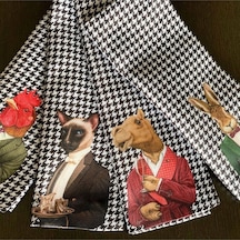 Animals Kumaş Amerikan Servis 4'lü Set- 35x50 Cm Keten, Uluslararası Yıkama Ve Solmama Sertifikası Çok Renkli