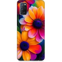 Oppo A72 Uyumlu Soft Renkli Çiçekler Desenli Silikon Kılıf