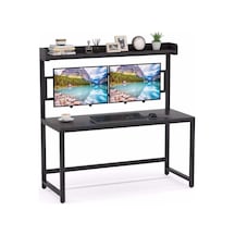 Zizuva Zizuva Tasarım Siyah Metal Raflı Monitor Askılıklı Ofis Ev Güve