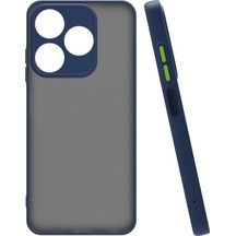 Kilifone - Tecno Spark 10 4g Uyumlu Kılıf Arkası Buzlu Renkli Kenarlı Hux Kapak - Lacivert - T29556