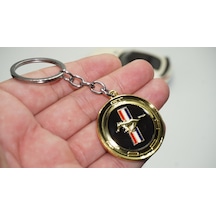 Dk Mustang Gt Logo Gold Metal Çift Yön Anahtarlık