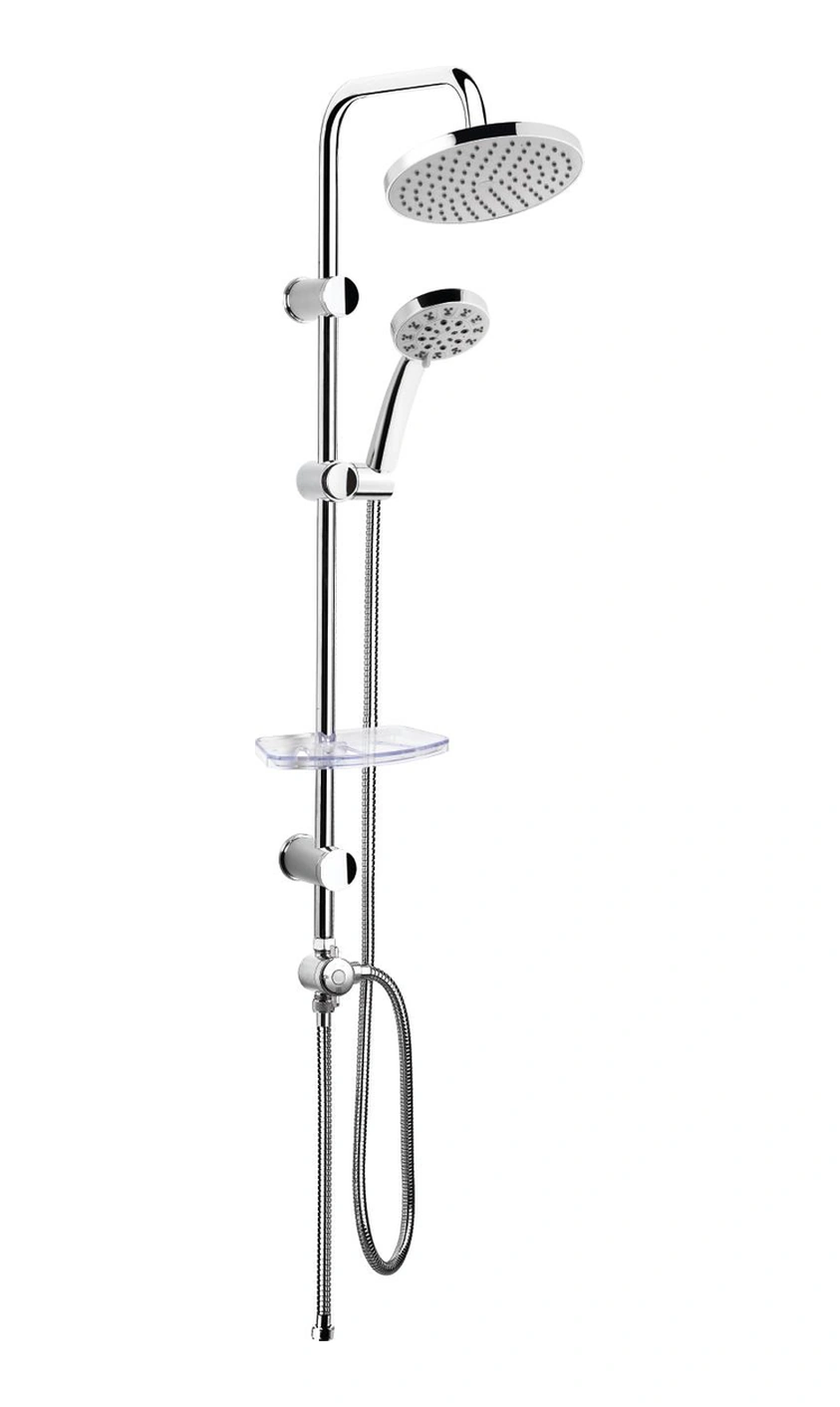 Mistillo Tower Duş Sistemi Ø200mm Yuvarlak Tepe Duşu+5 Fonksiyonlu El Duşu Krom
