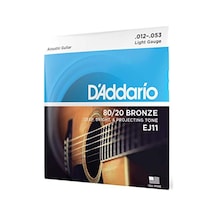 Daddario Ej11 Akustik Gitar Tel Seti, 80/20 Bronze, Light Gauge,