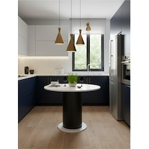 Güneş Model Mdf Ayaklı 90cm Çaplı Yuvarlak Mutfak Masası Sandalye Yok Beyaz-siyah