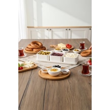 Atbyhome Valverdi - 3'lü 7 Parça Kahvaltılık Kahvaltı Seti Sunum Seti Beyaz