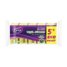 Parex Klasik Yeşil Oluklu Sünger 5'li Ekonomik Paket - 6 Adet Tarı