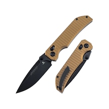 Tenable Eaglestrike Çapraz Bar Kilidi Bronz Eloksal Alüminyum Elmas Desenli Sap Blackwash Nitro-v Çelik Kamp Çakı B1095v5 Kum