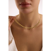 925 Ayar Gümüş Gold Kaplama Gurmet Zincirli 4 Mm Minik Toplu Kolye