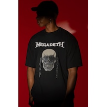 Megadeth Rock Metal Müzik Grubu Ön Baskılı Unisex Oversize Tişört Siyah