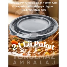 500 Cc Pp Yuvarlak Sıcak Yemek Kabı Kapaklı Mikrodalgaya Uygun Sızdırmaz Kase Seti 24 Adet