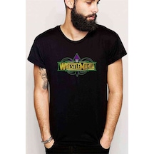 Wrestle Mania Baskılı Siyah Erkek Tshirt