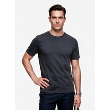 Jsco Erkek Bisiklet Yaka Rahat Kesim Pamuklu Kısa Kollu Basic T-shirt Js2674 Antrasit