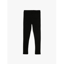 Koton Basic Ribanalı Tayt Beli Lastikli Siyah 5wkg40056ak Siyah